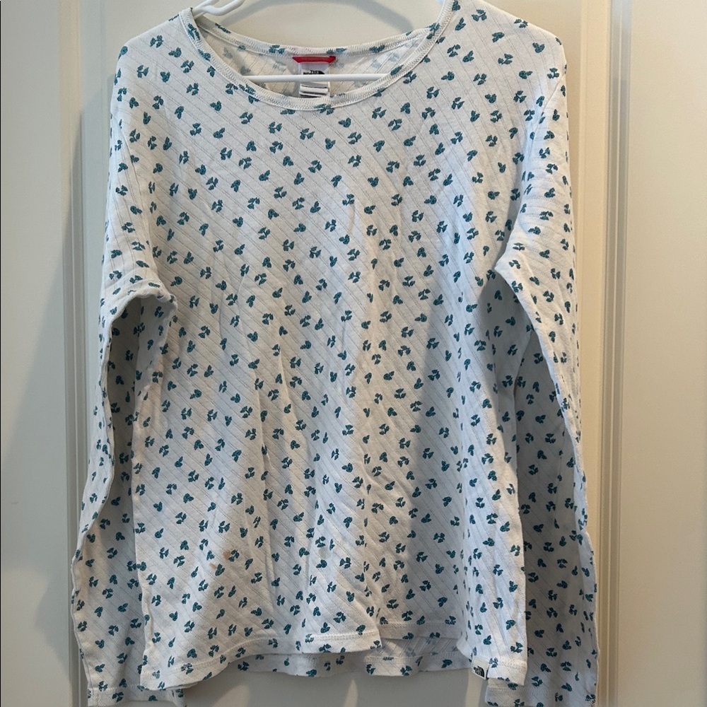 The North Face Floral Crewneck  Top w/ perforated design long sleeves size XL